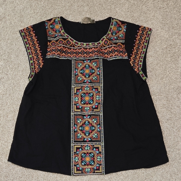 Savanna Jane Tops - Savanna Jane Black Embroidered Top